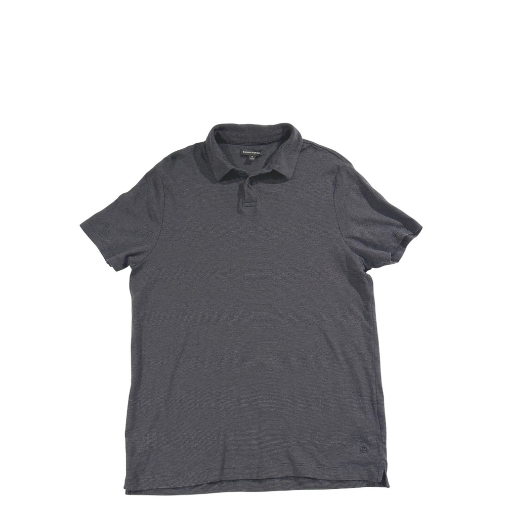 Banana Republic Mens‎ XL Polo Shirt Charcoal Grey Micro Stripe 100% Cotton